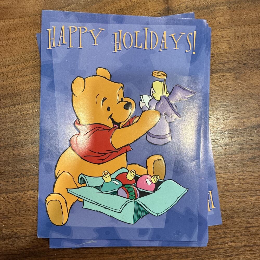 Vtg 1998 CLEO, Inc 13 Winnie the Pooh Christmas Cards + Envelopes.